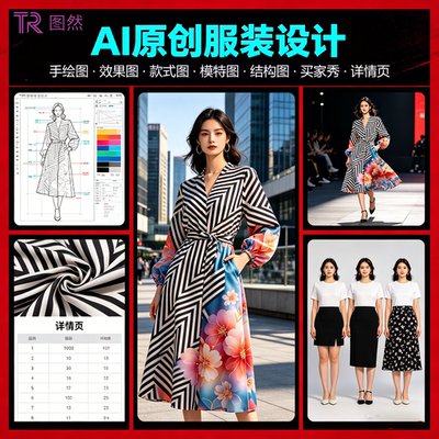图然Ai服装设计 服饰手绘印花图结构款式线稿图PSD模特一键买家秀