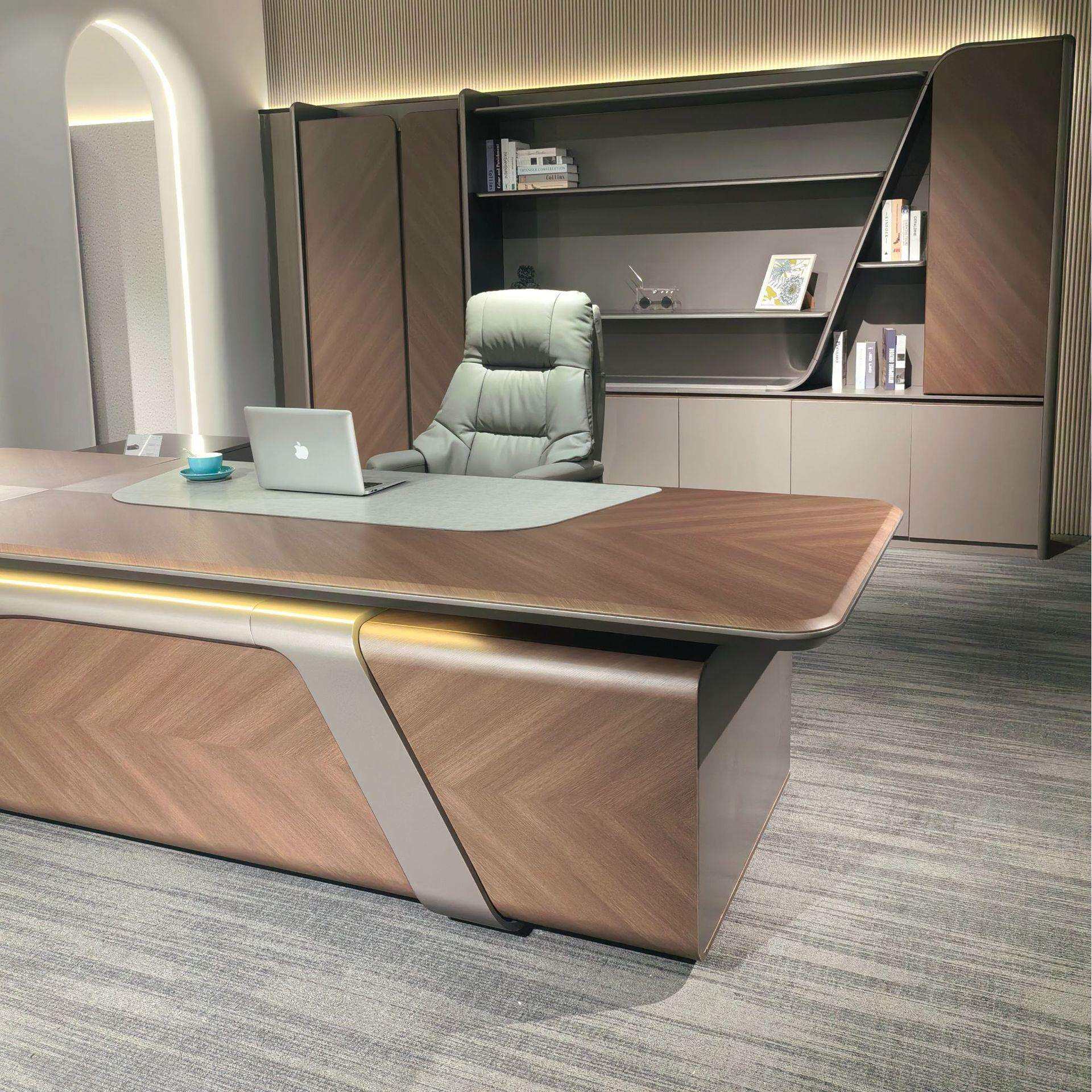 轻奢老板办公桌椅组合简约现代经理总裁桌烤漆领导大班台办公家具