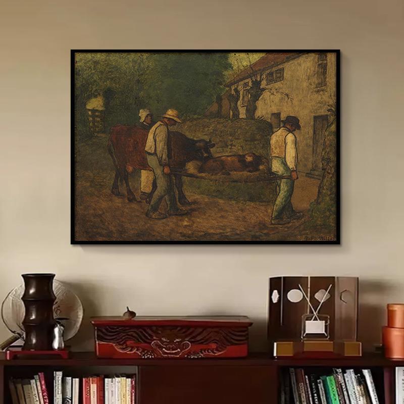 世界名画米勒拾穗者油画播种者装饰画欧式客厅餐厅走廊民宿挂画