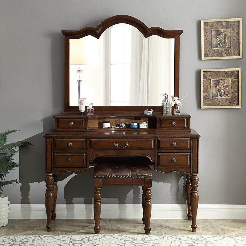 梳妆台美式实木梳妆台卧室现代简约化妆台欧式梳妆台收纳柜一体桌