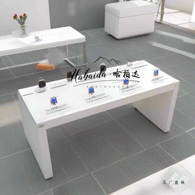 新款木质烤漆手机体验台公司产品展示台眼镜店中岛台服装店流水台
