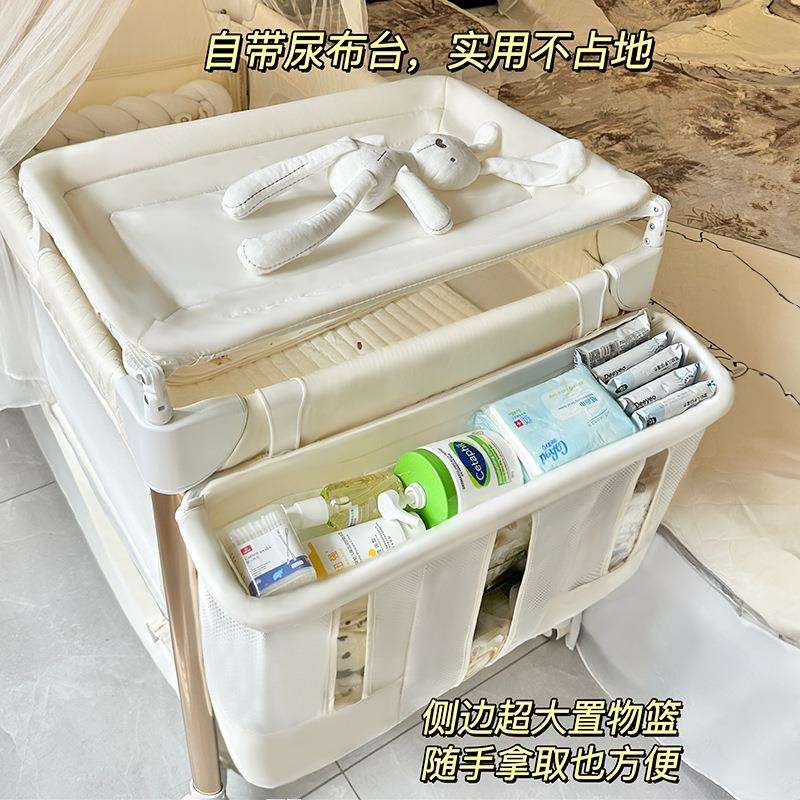 卡曼婴儿床可移动折叠无缝拼接大床多功能摇篮床便携新生bb宝宝床