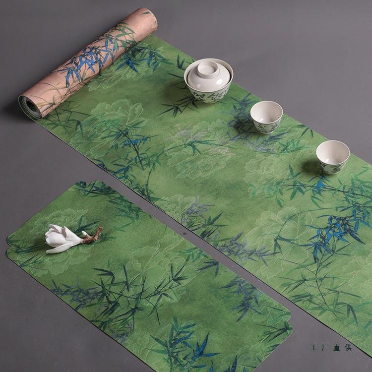 香云纱双面茶席高端锦缎刺绣干泡垫茶桌布新中式禅意茶旗防水桌旗