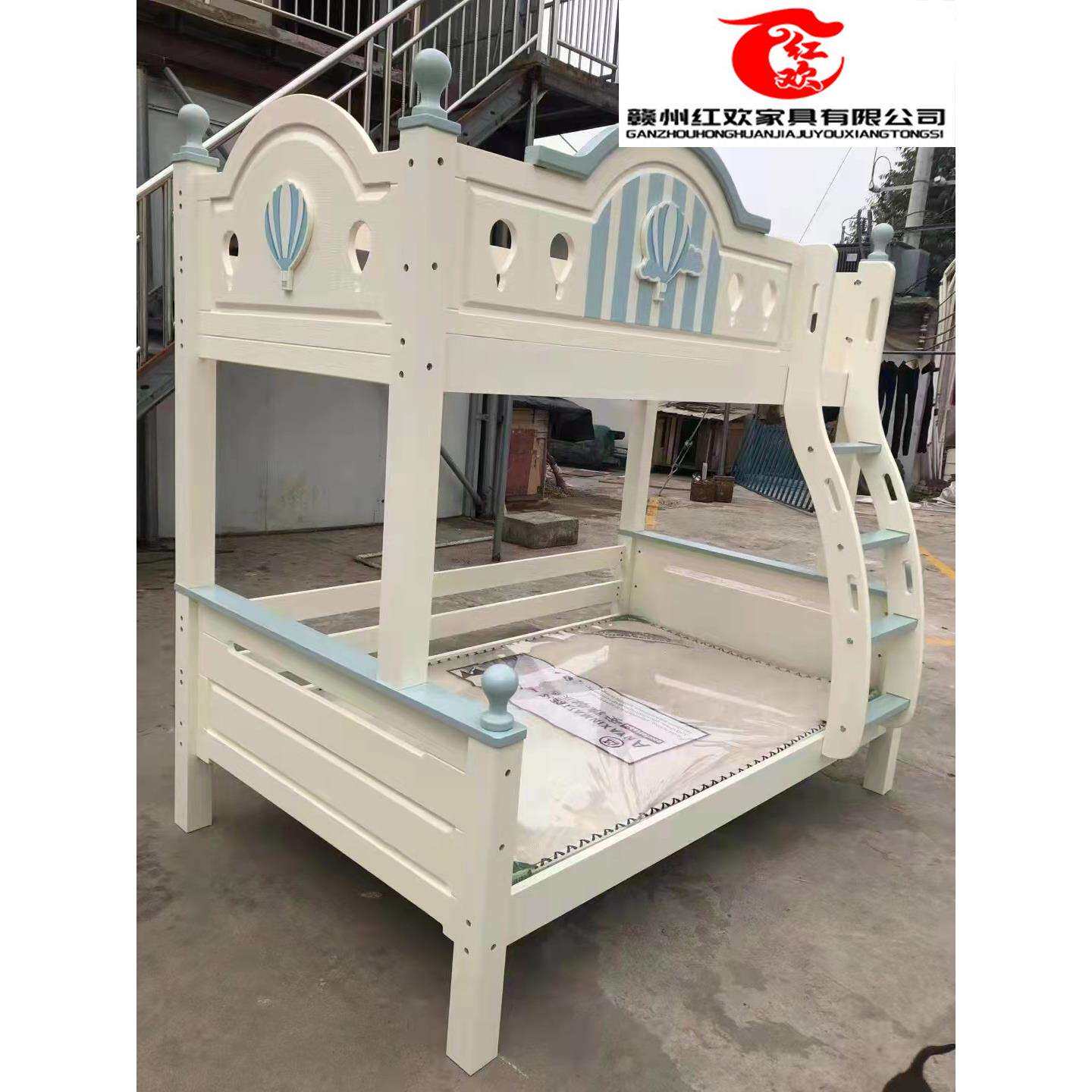 粉色樱桃实木上下床双层床女孩儿童床母子高低床实木子母床公主床