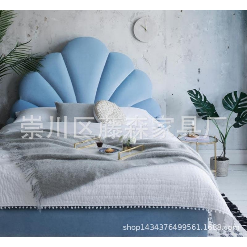 美式布艺床1.8米床儿童床现代简约地中海酒店双人床卧室公主床