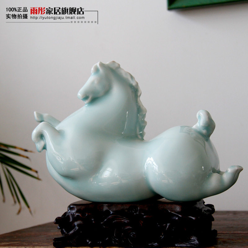 陶瓷马摆件景德镇陶瓷器影青瓷家居摆件装饰工艺古韵仿古古风