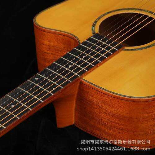 41寸云杉全桃花芯实木民谣吉他全单木吉他亮光抛光工厂直供初学者
