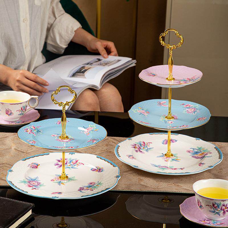 欧式点心盘蛋糕盘子客厅茶餐厅多层摆盘甜品干果骨瓷水果盘轻奢