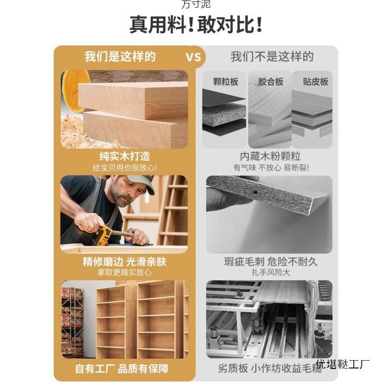 实木加厚书架置物架落地一体靠墙柜子储物柜儿童学生家用收纳柜厂