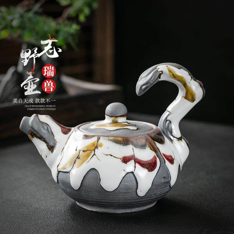 景德镇手工茶具志野釉茶壶开片志野烧泡茶器窑变小茶壶陶壶泡茶壶