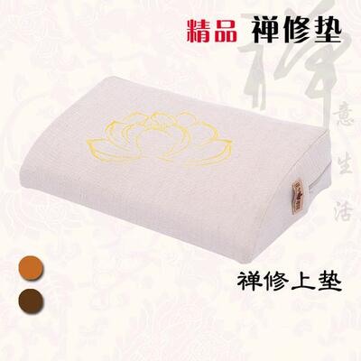 白描荷花打坐禅坐上垫透气诵经参禅跪拜椰棕丝亚麻布居士蒲团