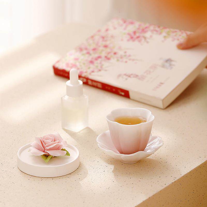 花语手工非遗瓷花陶瓷主人杯盏家用茶具茶杯女神节国潮礼喝茶杯子