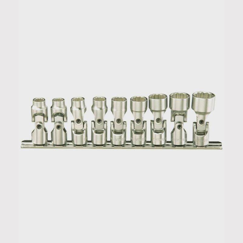 天赋工具1/4" 6.3mm9件套公制12角手动万向套筒组十二角US-209M