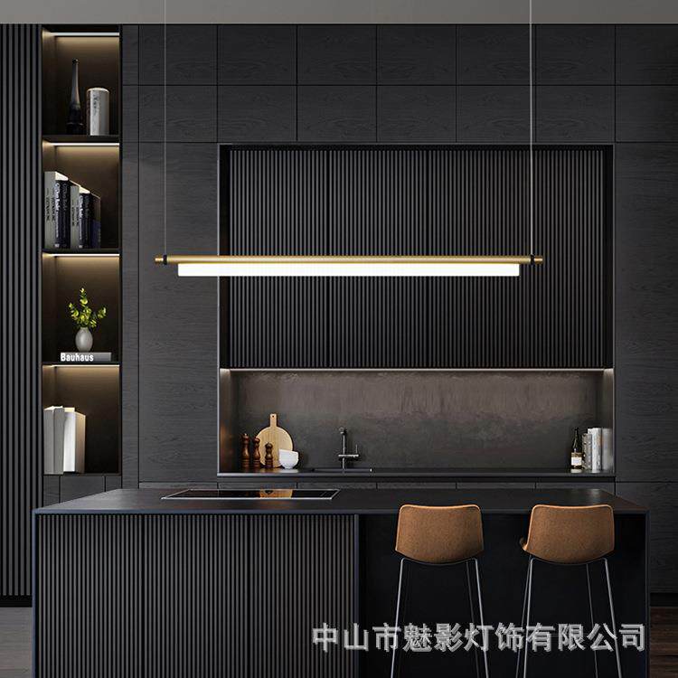 现代简约餐厅吧台岛台一字长条吊灯北欧奶茶店商铺前台办公桌灯具