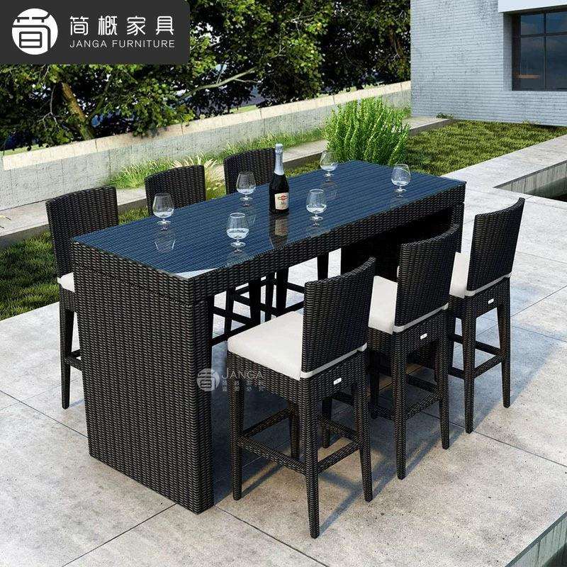 户外收纳吧台椅露天餐厅酒吧脚桌椅别墅阳台藤编防水防晒桌椅套