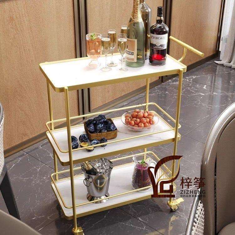 网红北欧餐车移动小推车轻奢酒店酒水车推车式置物架推车厂家直销