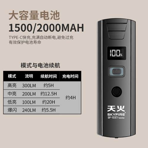 天火自行车夜骑前灯超亮骑行手电筒充电山地车单车骑行装备配件