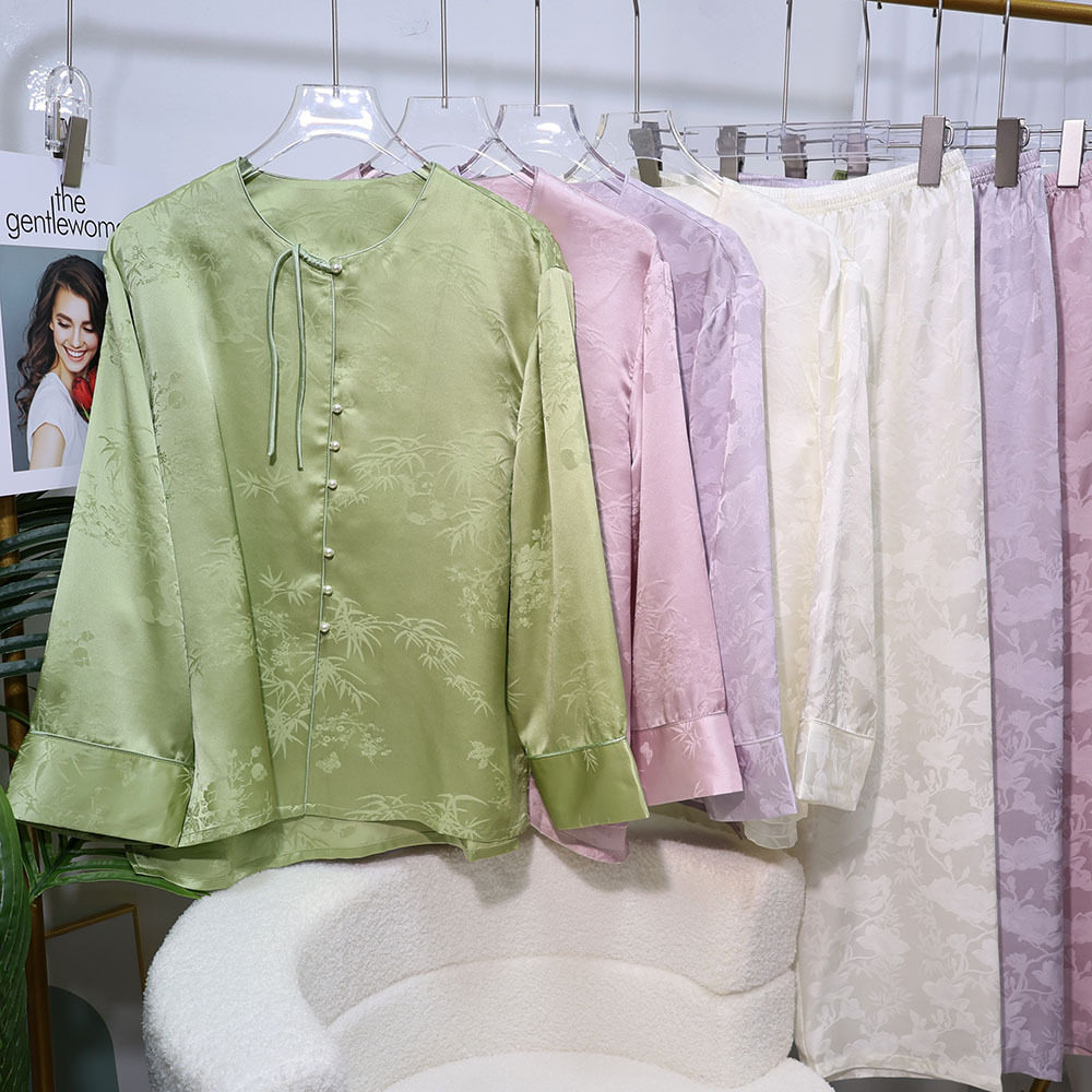 新中式国风提花重磅真丝睡衣女装可外穿中国风高级感桑蚕丝家居服