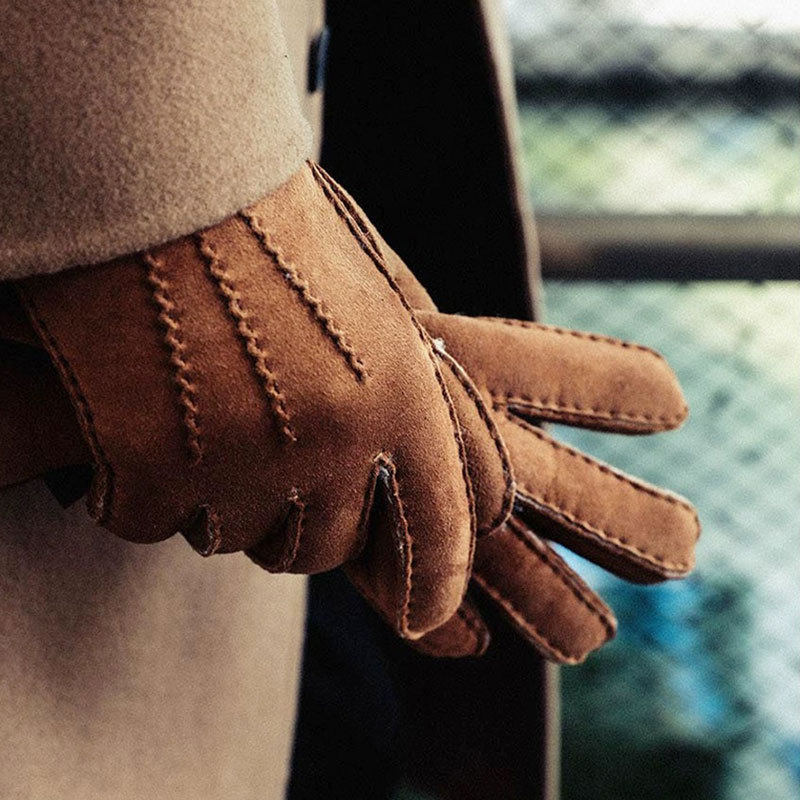 羊皮毛一体真皮手套男女款冬季保暖户外秋冬季加厚防寒骑行摩托车