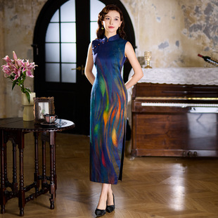 改良桑蚕丝复古时尚 新款 少女中国风香云纱 2026夏季 真丝旗袍长款