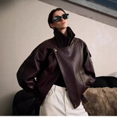 时尚 宽松大码 真皮绵羊皮外套 新款 欧货高端真皮皮衣女潮流酷秋季