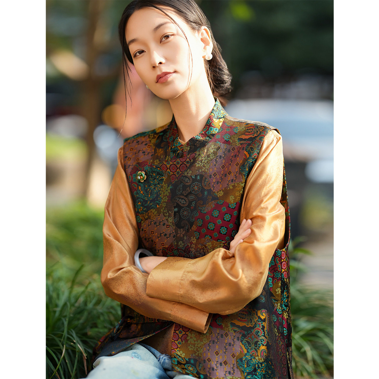 真丝宋锦！新中式国风桑蚕丝马甲女重要场合外穿背心2026春季新款