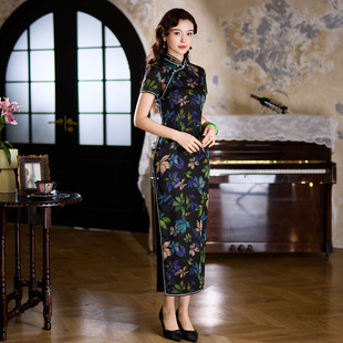改良桑蚕丝复古时尚 新款 少女中国风香云纱 2026夏季 真丝旗袍长款
