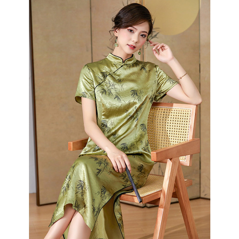 新中式国风改良醋酸旗袍2026女夏绝美小个子复古优雅年轻款连衣裙