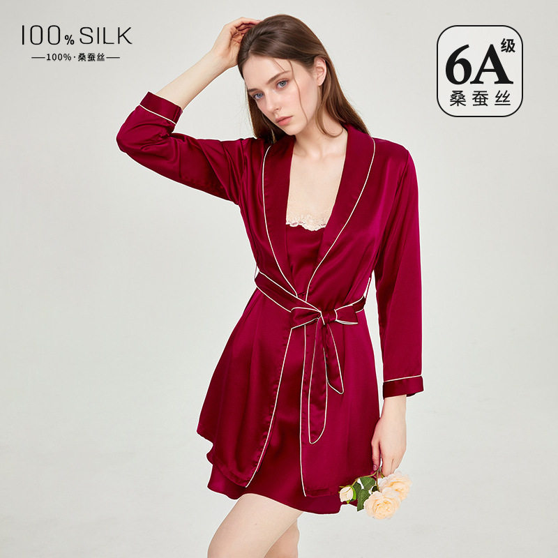2026新款19姆米重磅真丝睡袍女高级感100%桑蚕丝可外穿家居服晨袍