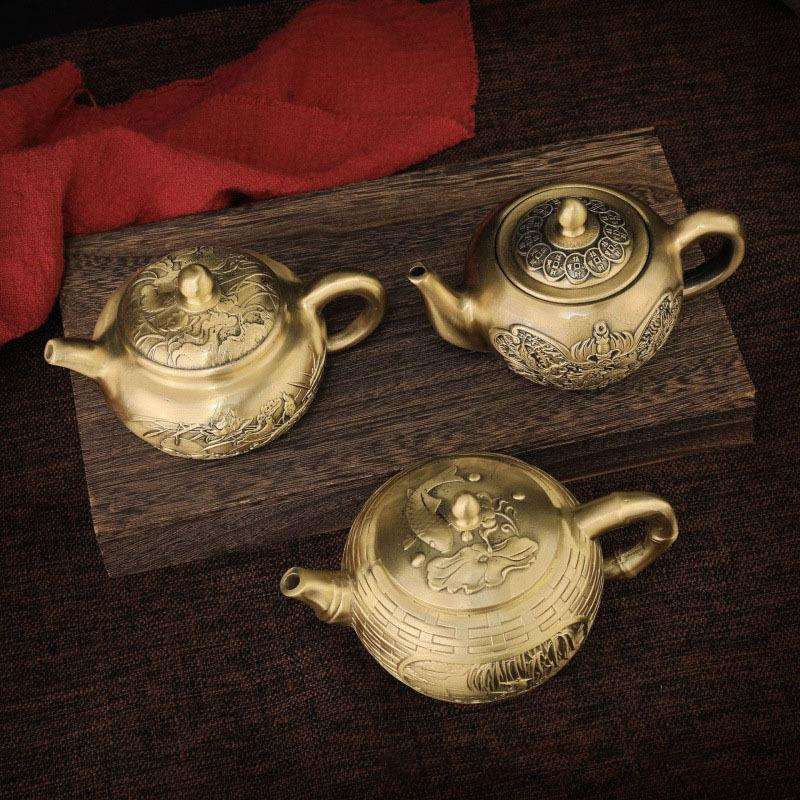 铜雕工艺品古玩铜器茶壶酒壶家居办公茶道摆件
