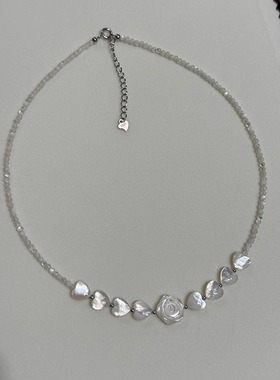 白蝶贝贝母法式优雅山茶花项链简约气质网红马蹄螺爱心花朵颈链女