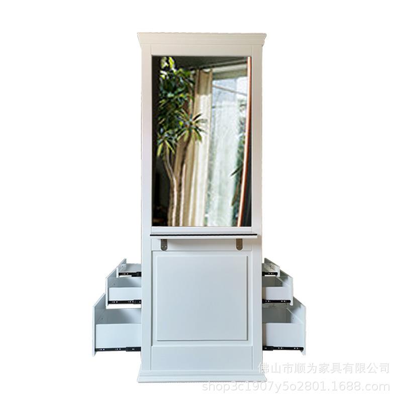 理发店镜台发廊烫染桌专用落地美发店剪发镜子网红理发可储物抽屉