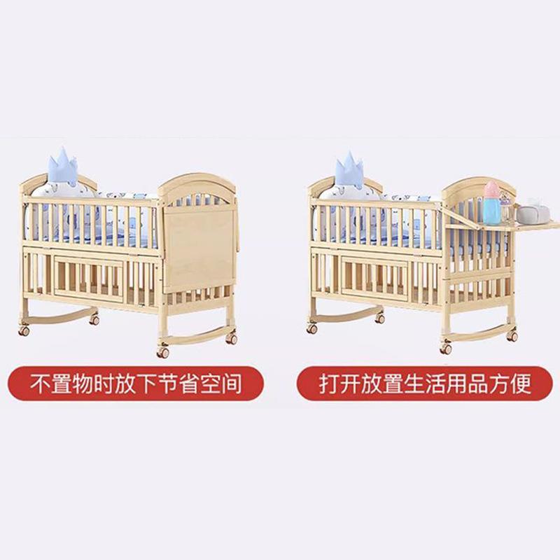 白色实木欧式婴儿床可移宝多功能摇篮儿童拼接大床新生儿bb