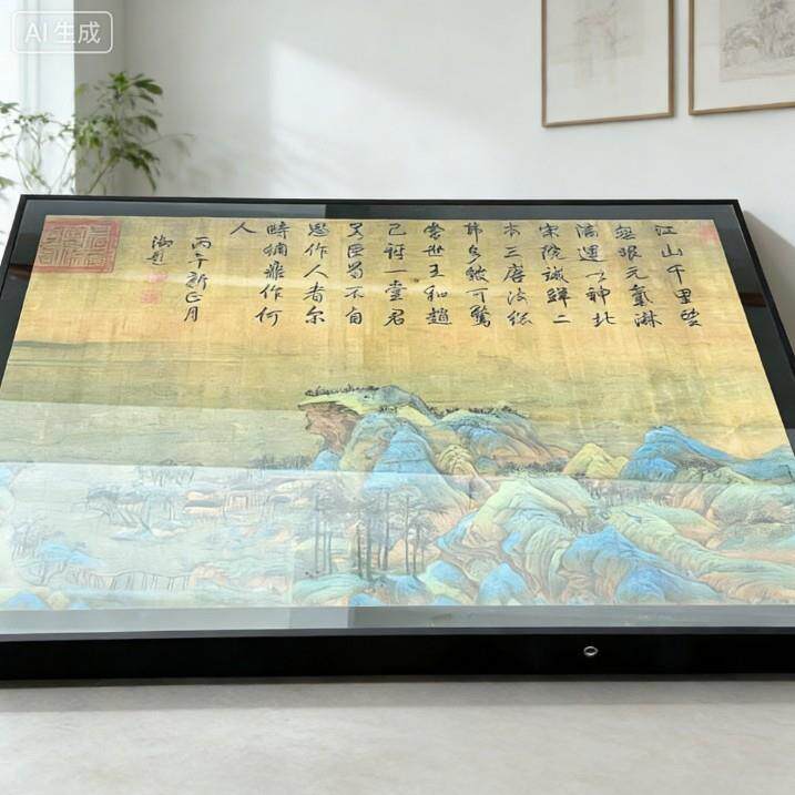 新款山水风景字画智能镜客厅装饰镜挂墙工艺品中式高清环保镜