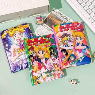 美战士皮面彩页本高颜值卡通手账本学生记事本笔记本美少女战士儿