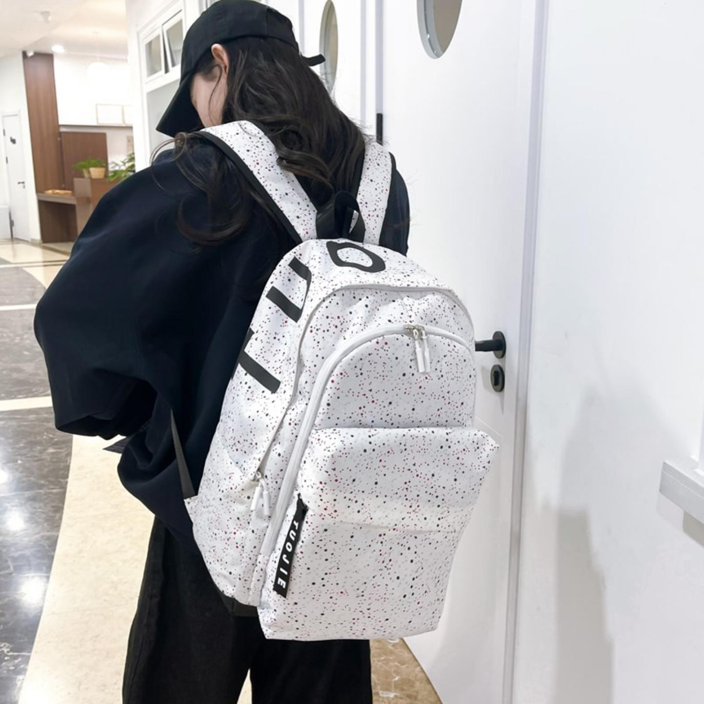 春季新款满天星撞色大容量笔记本电脑包新款通勤旅行运动书包男女