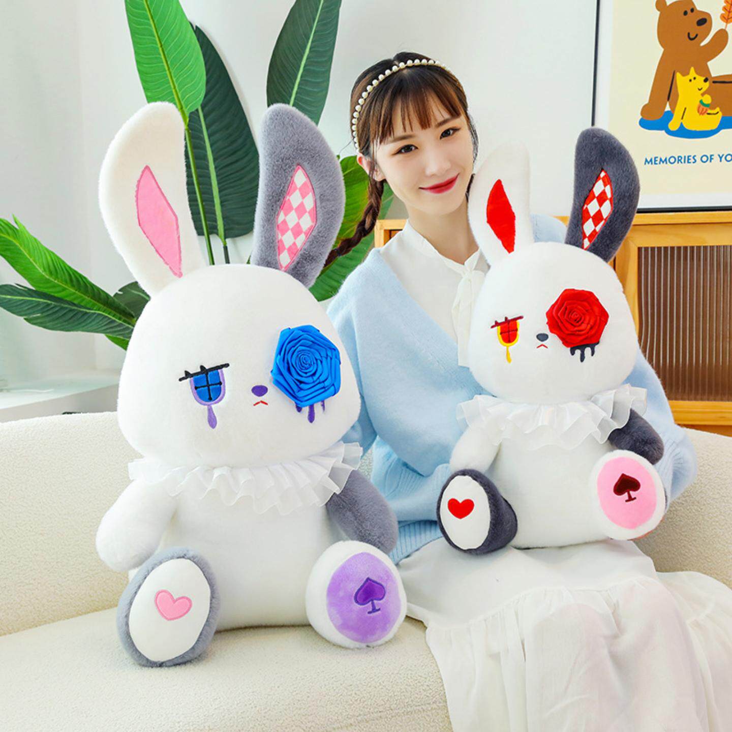 新款玫瑰伤感兔毛绒玩具小兔子公仔送女友兑换礼物创意兔子抱枕