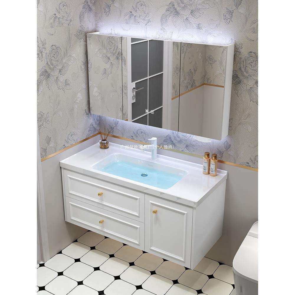 新款浴室柜组合陶瓷一体盆洗手脸盆柜卫生间洗漱台池法式现代简约
