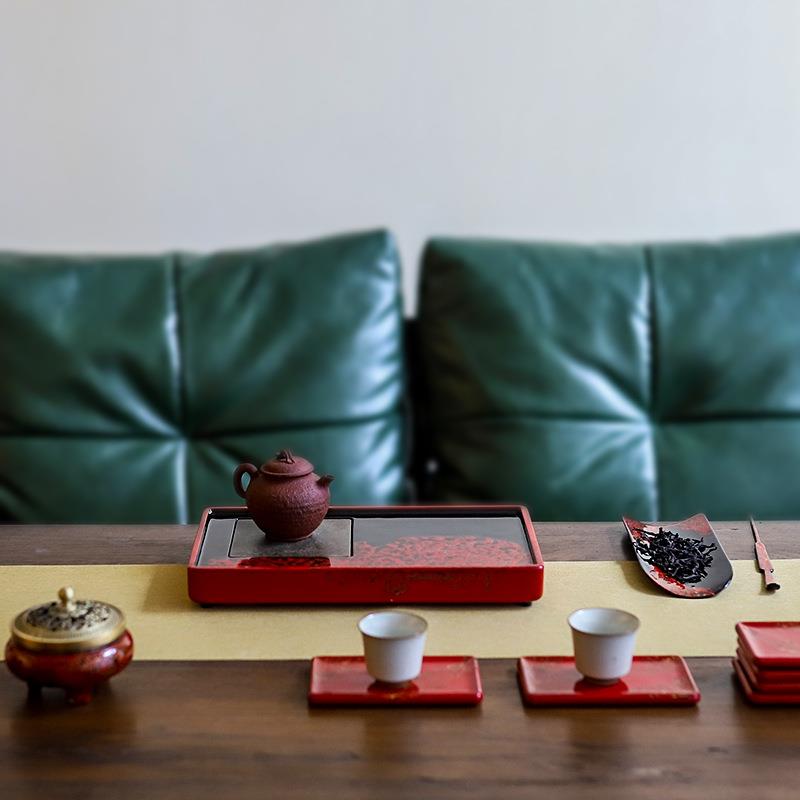 家用电木茶盘大漆迷你小型干泡台茶台办公室用茶杯托盘一人小茶盘