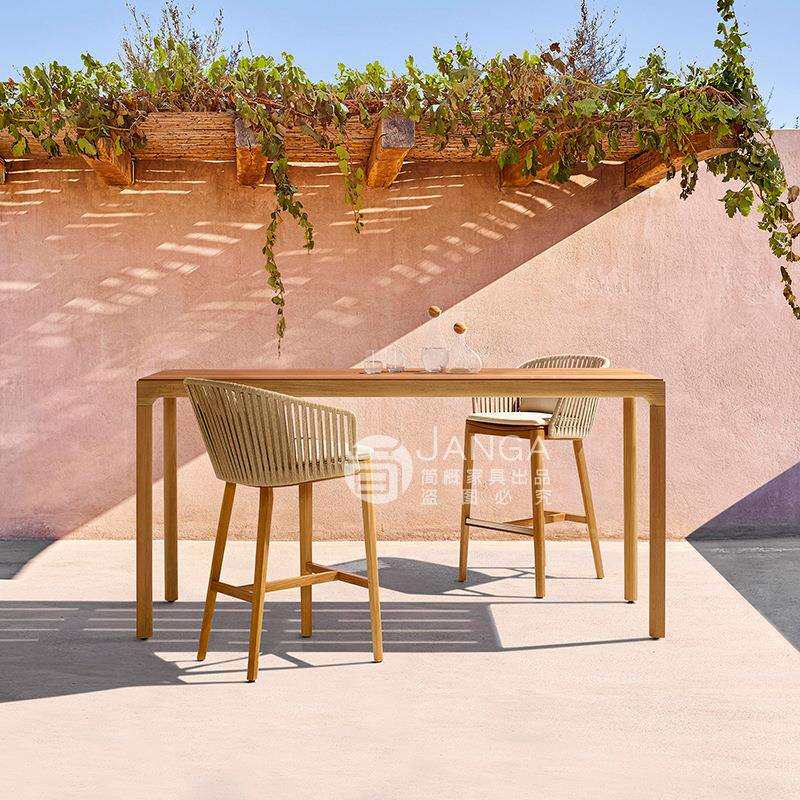 户外藤编实木桌椅别墅庭院花园酒店阳台 餐桌椅 吧台吧椅组合家具