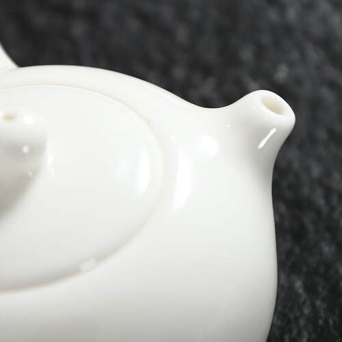 羊脂玉侧把壶盖碗家用纯白茶壶带木柄防烫泡茶壶陶瓷单瓷壶