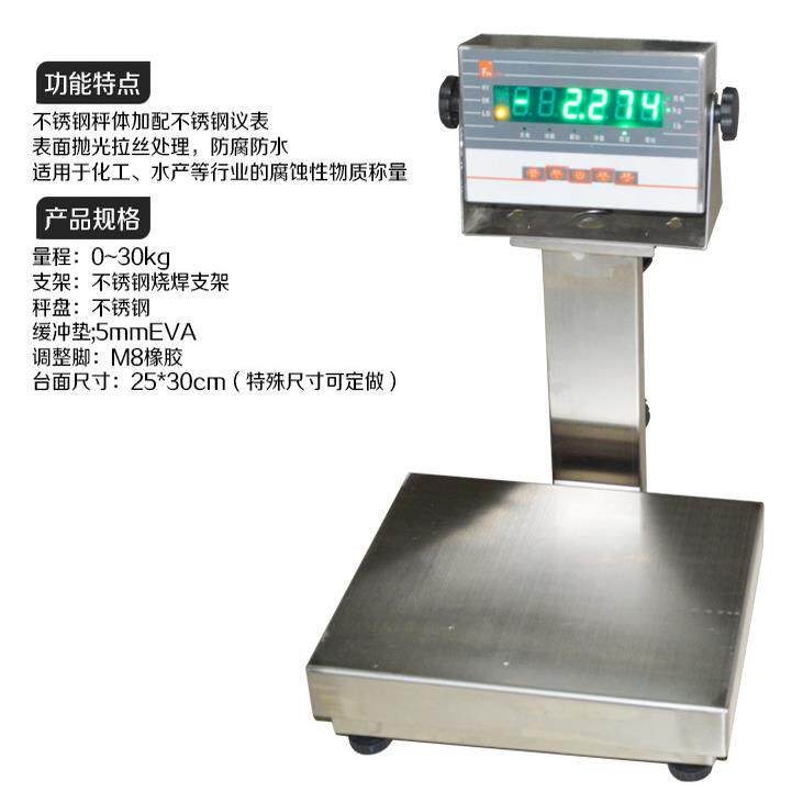 飞亚不锈钢电子称台秤30kg 5克 油漆秤 化工称重防水称计重小台秤