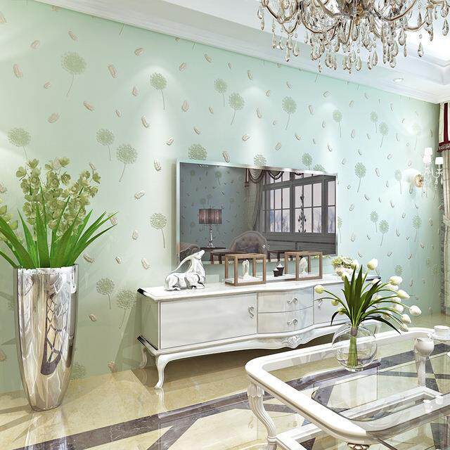 现代田园精压蒲公英加厚无纺布墙纸客厅卧室儿童公主房间背景壁纸