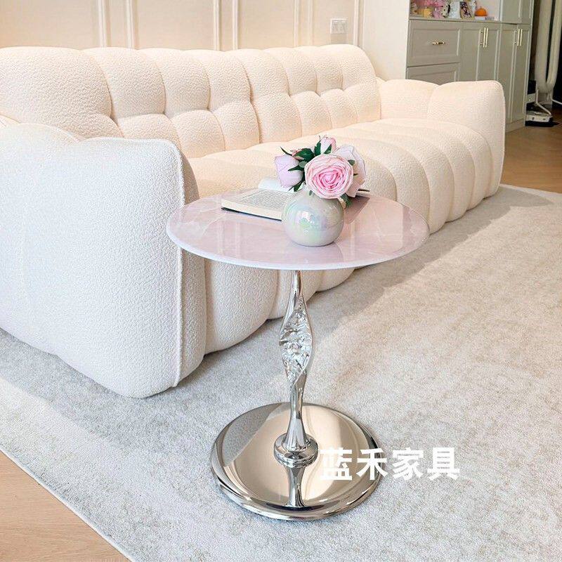 客厅轻奢沙发侧边桌科技石包豪斯边几高级简约小圆桌角几床边几