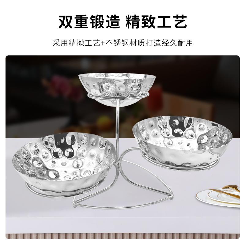 工厂直销不锈钢锤印果盘沙拉盘自助餐果盘架酒店宴会锤印水果盘架