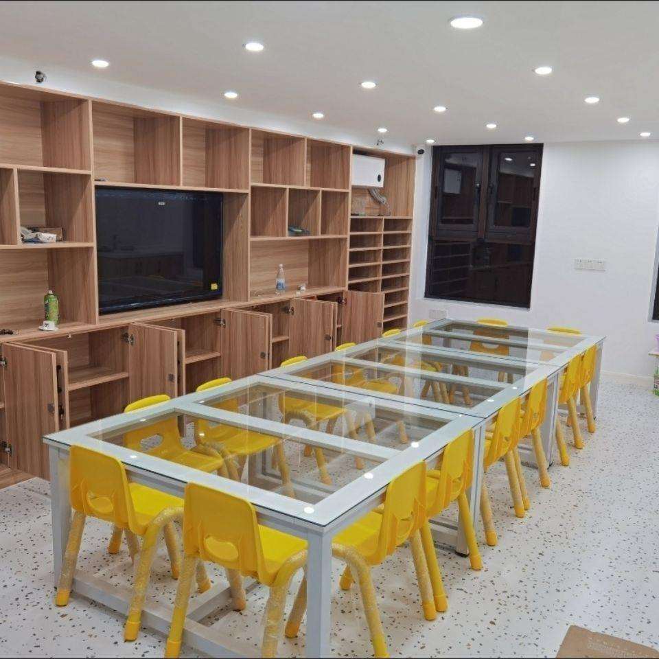 学生绘画桌学习桌彩绘手工书法桌儿童学习桌幼儿园画画桌玻璃桌