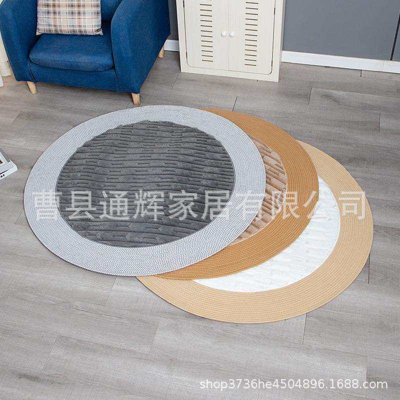 棉绳编织地毯复古中国风地垫客厅沙发脚垫圆形兔毛地垫蒲草地垫