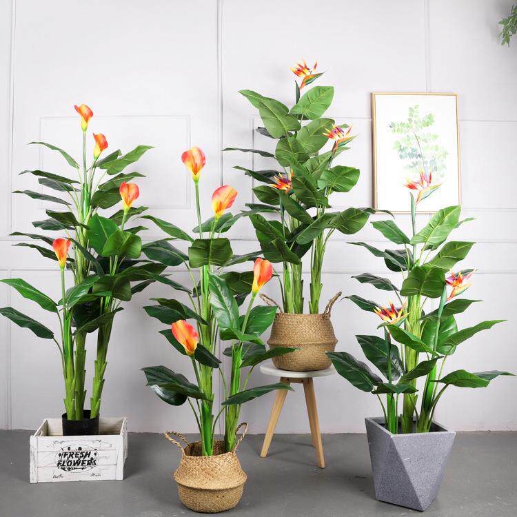 北欧大型仿真绿植马蹄莲 装饰酒店餐厅摆件 仿真树植物马蹄莲盆栽