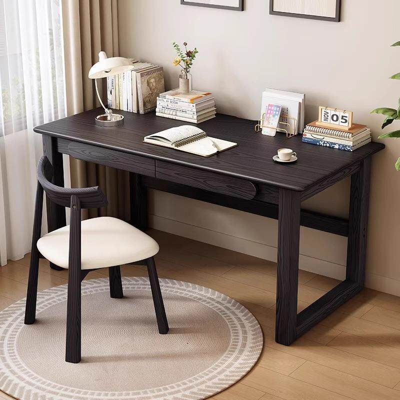 实木电脑桌台式家用卧室书桌现代简约办公桌小户型学习桌带椅子