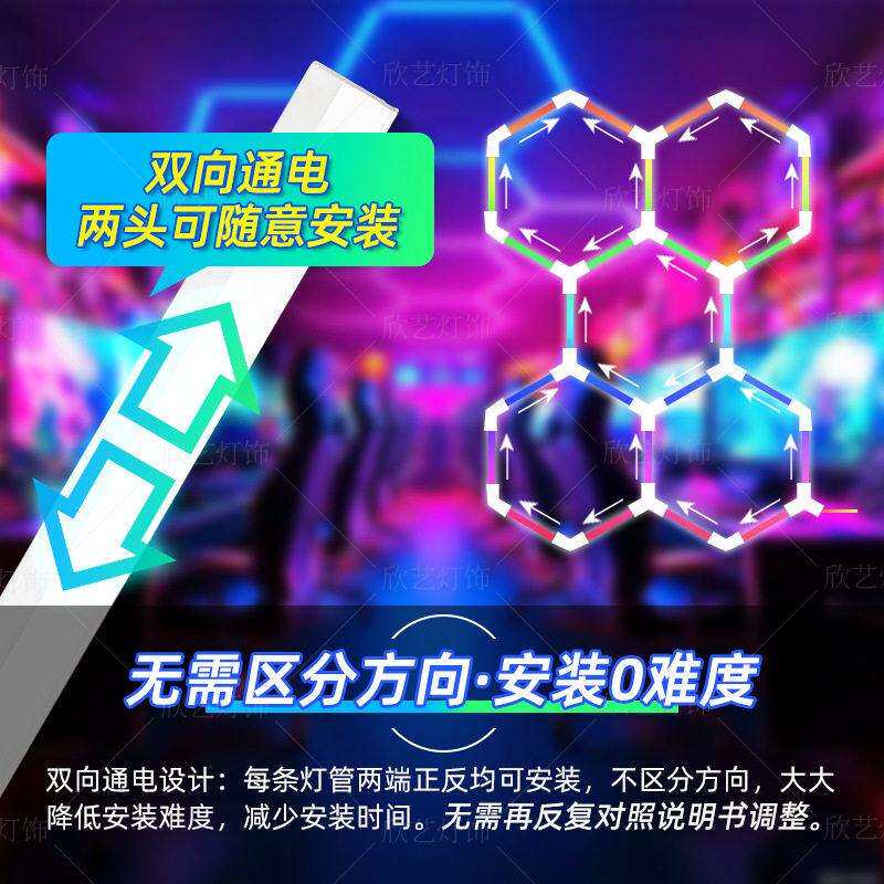 实力工厂跨境rgb氛围变色跑马led灯车间洗车房车库工位六角蜂窝灯